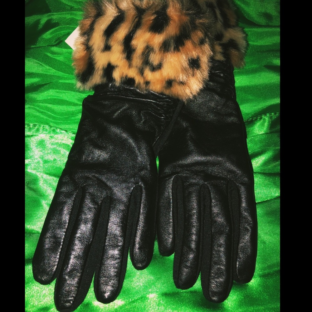 Genuine Leather Fur Thinsulate Gloves *New**